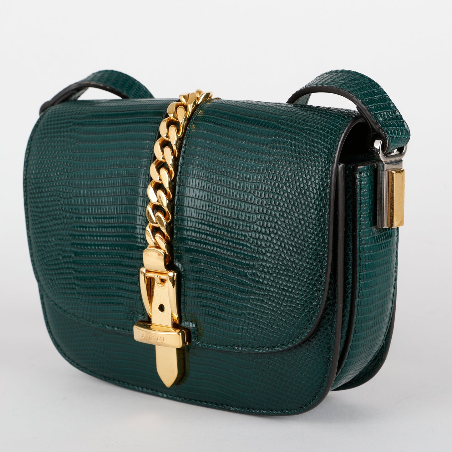 Small Sylvie 1969 Shoulder Bag, Green Lizard