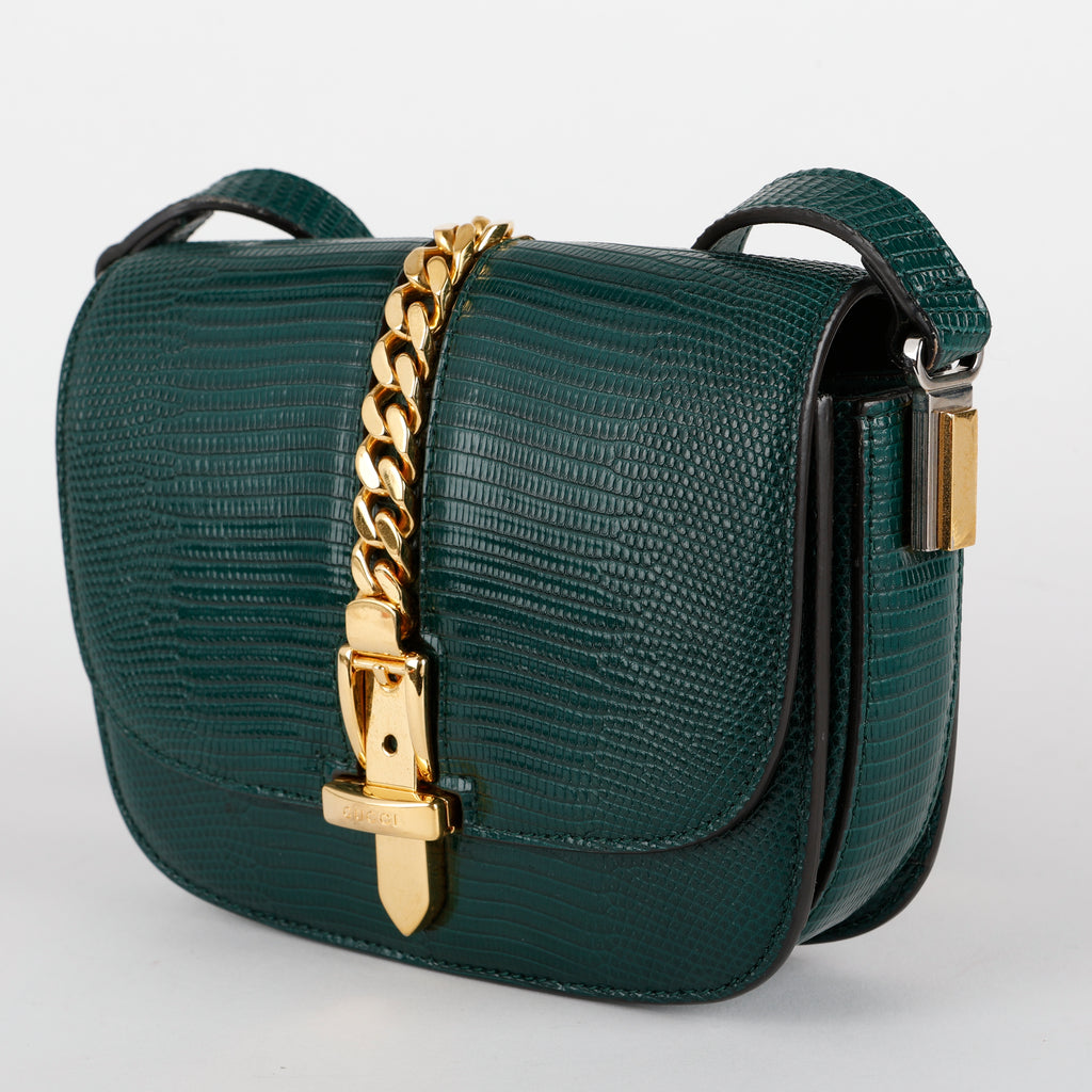 Small Sylvie 1969 Shoulder Bag, Green Lizard