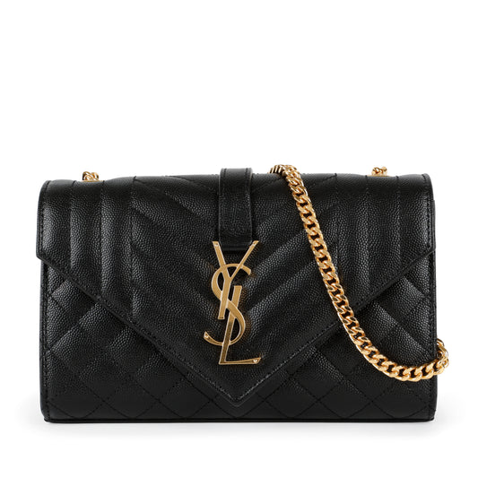 Small Monogram Envelope, Black Grain De Poudre