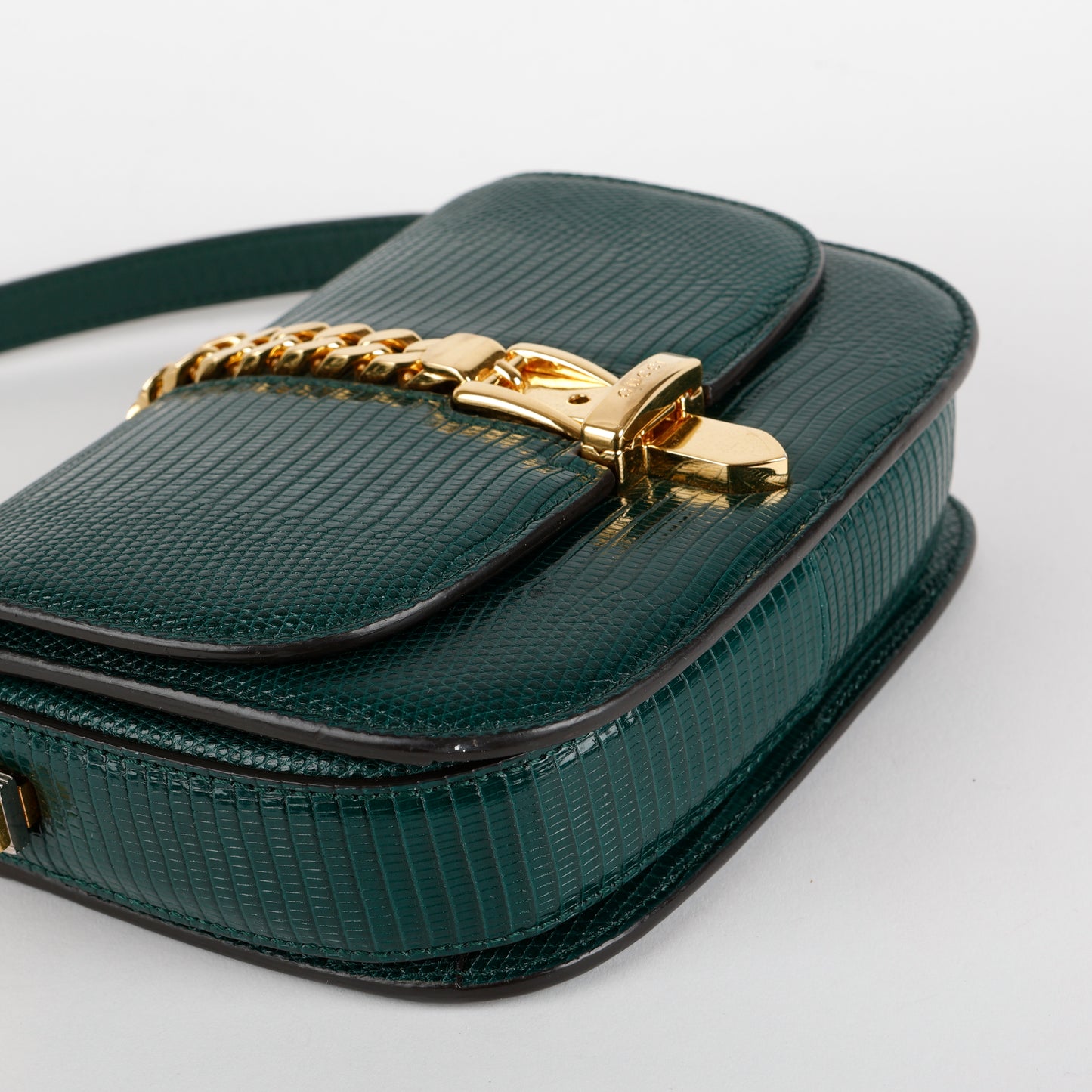 Small Sylvie 1969 Shoulder Bag, Green Lizard