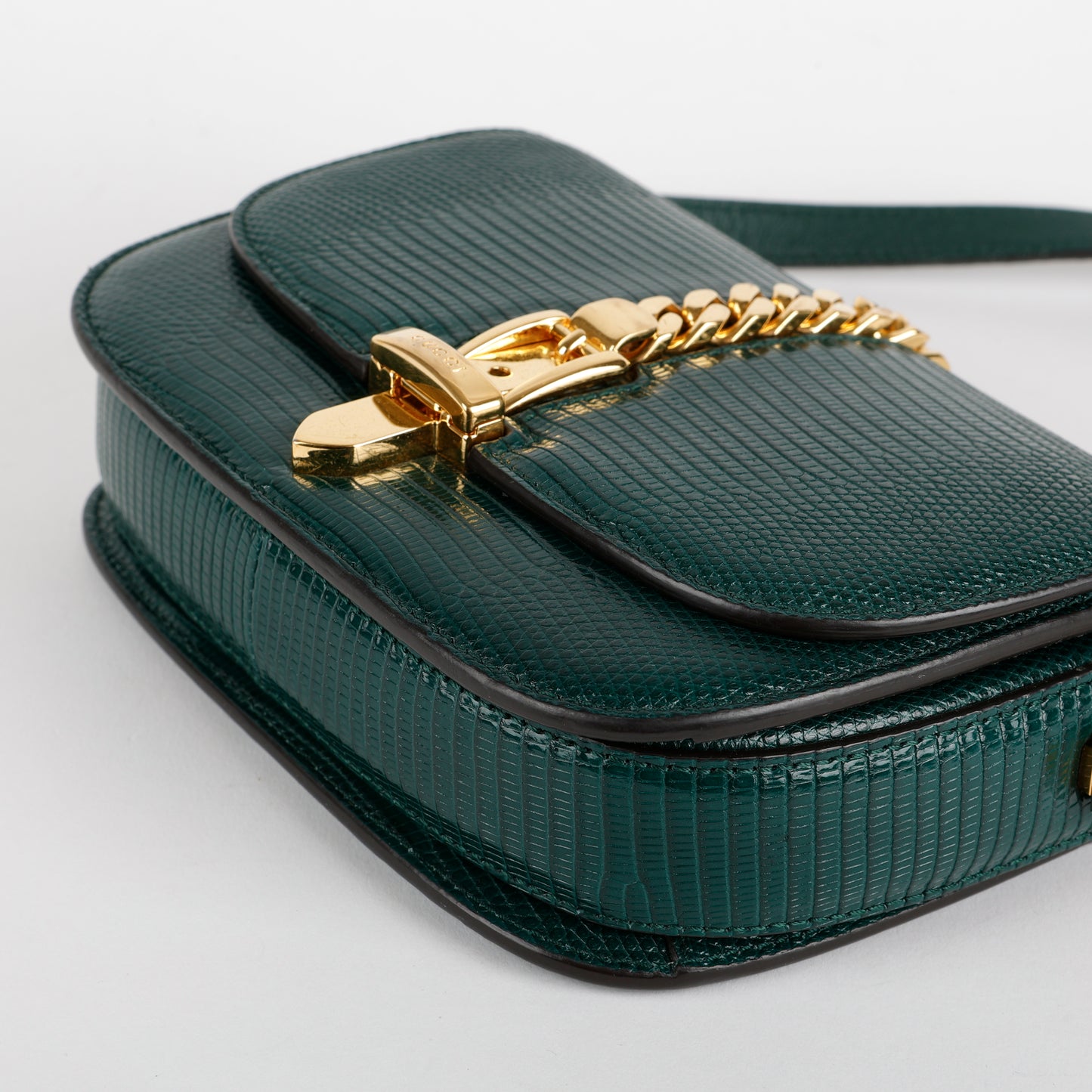 Small Sylvie 1969 Shoulder Bag, Green Lizard