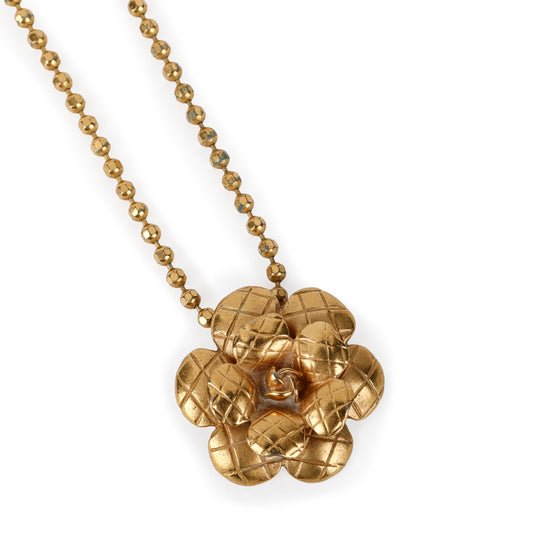 Gold Quilted Camellia Necklace