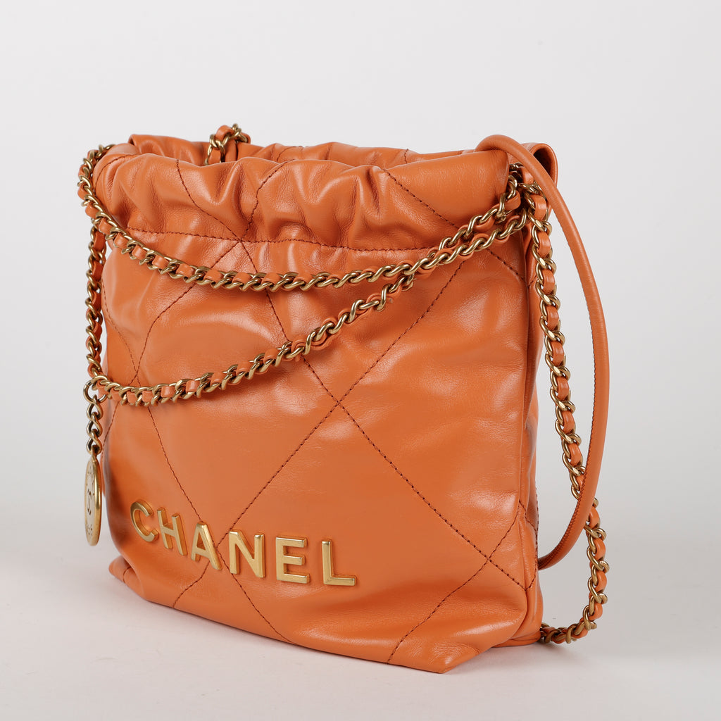 Mini 22, Orange Calfskin