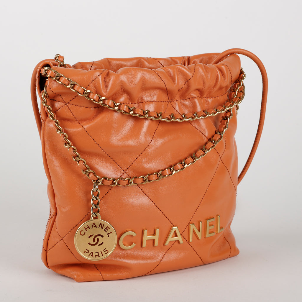 Mini 22, Orange Calfskin