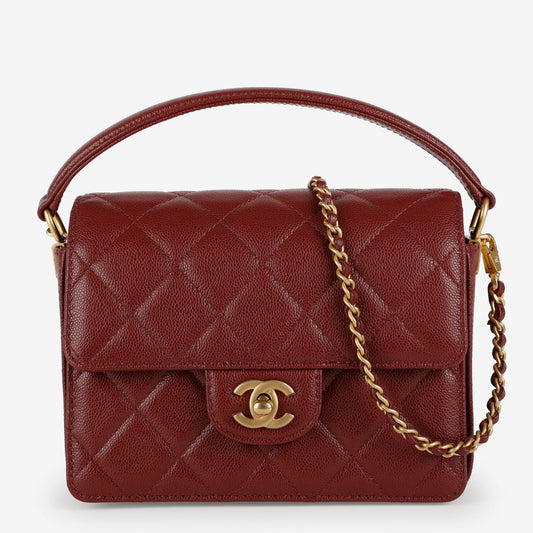 Mini Chain Soul Flap, Burgundy Caviar