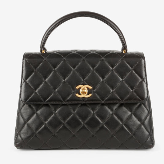 Kelly Top Handle, Black Lambskin