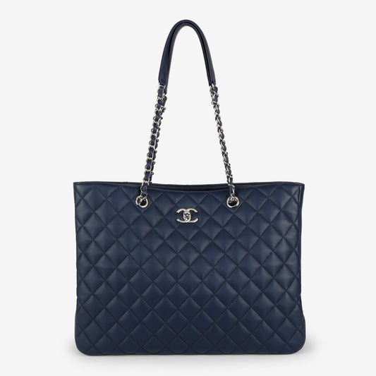 Timeless Shopping Tote, Navy Blue Lambskin