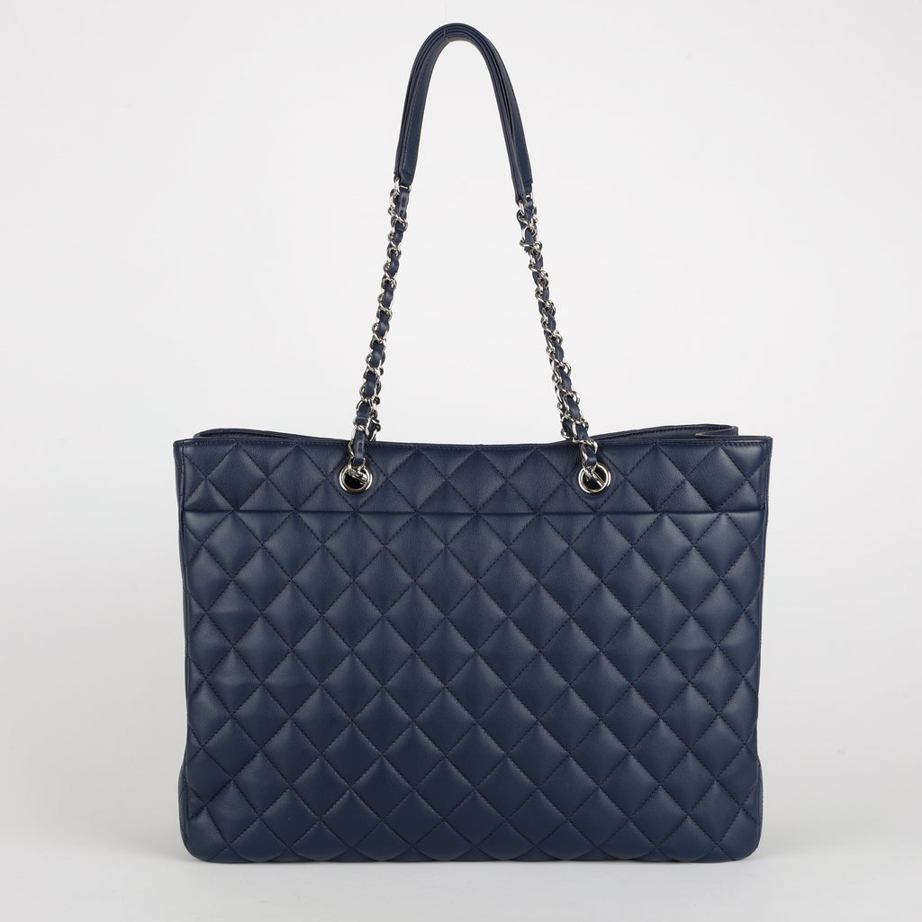 Timeless Shopping Tote, Navy Blue Lambskin
