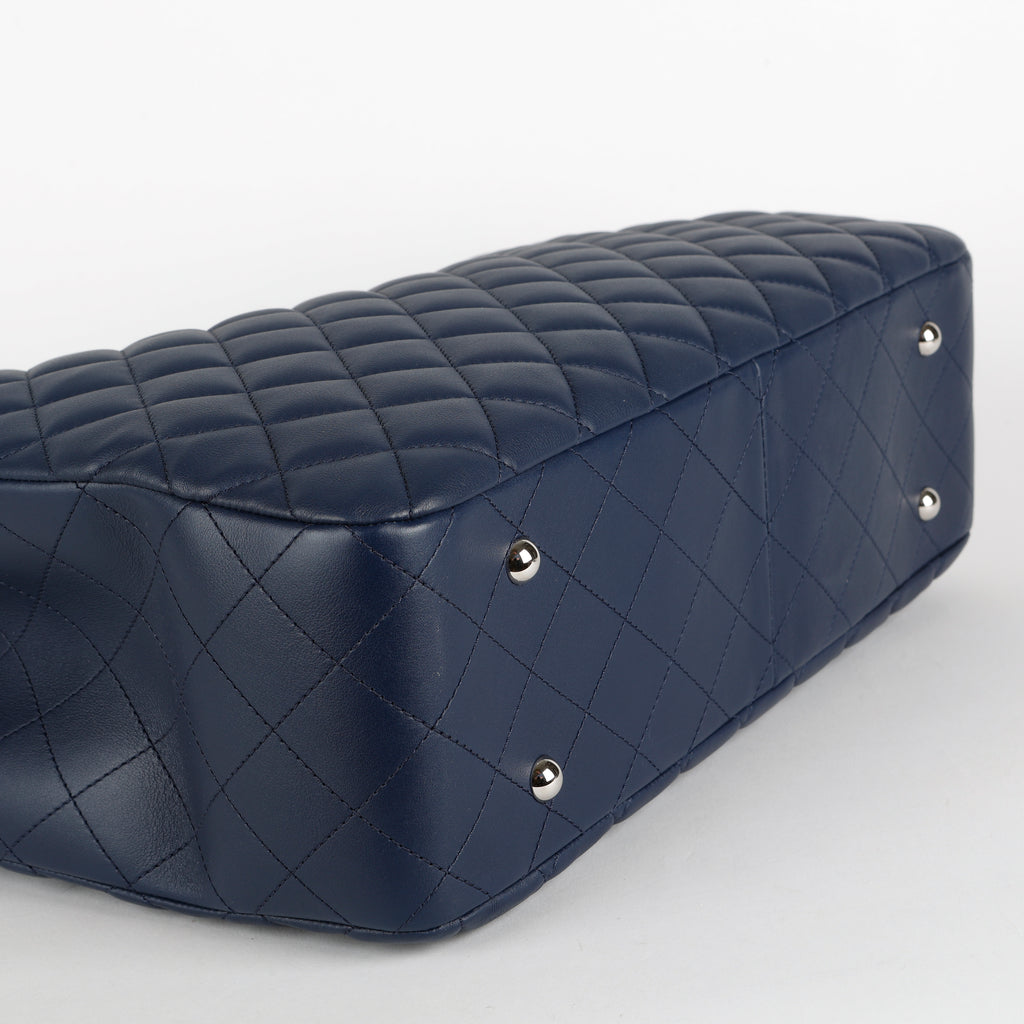 Timeless Shopping Tote, Navy Blue Lambskin