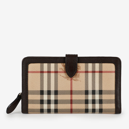 Coated Canvas Snap Wallet, Brown
