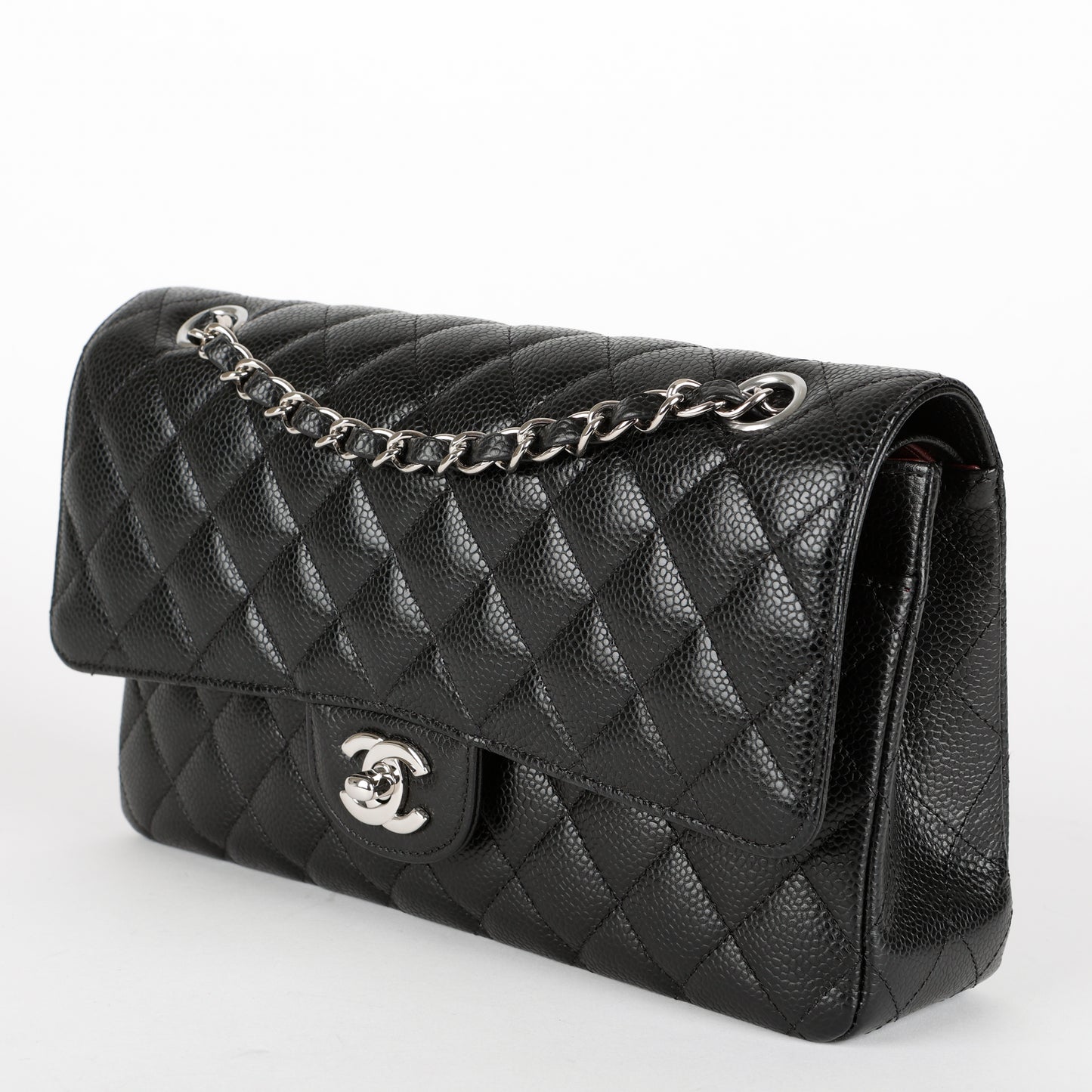 Medium Double Flap, Black Caviar SHW