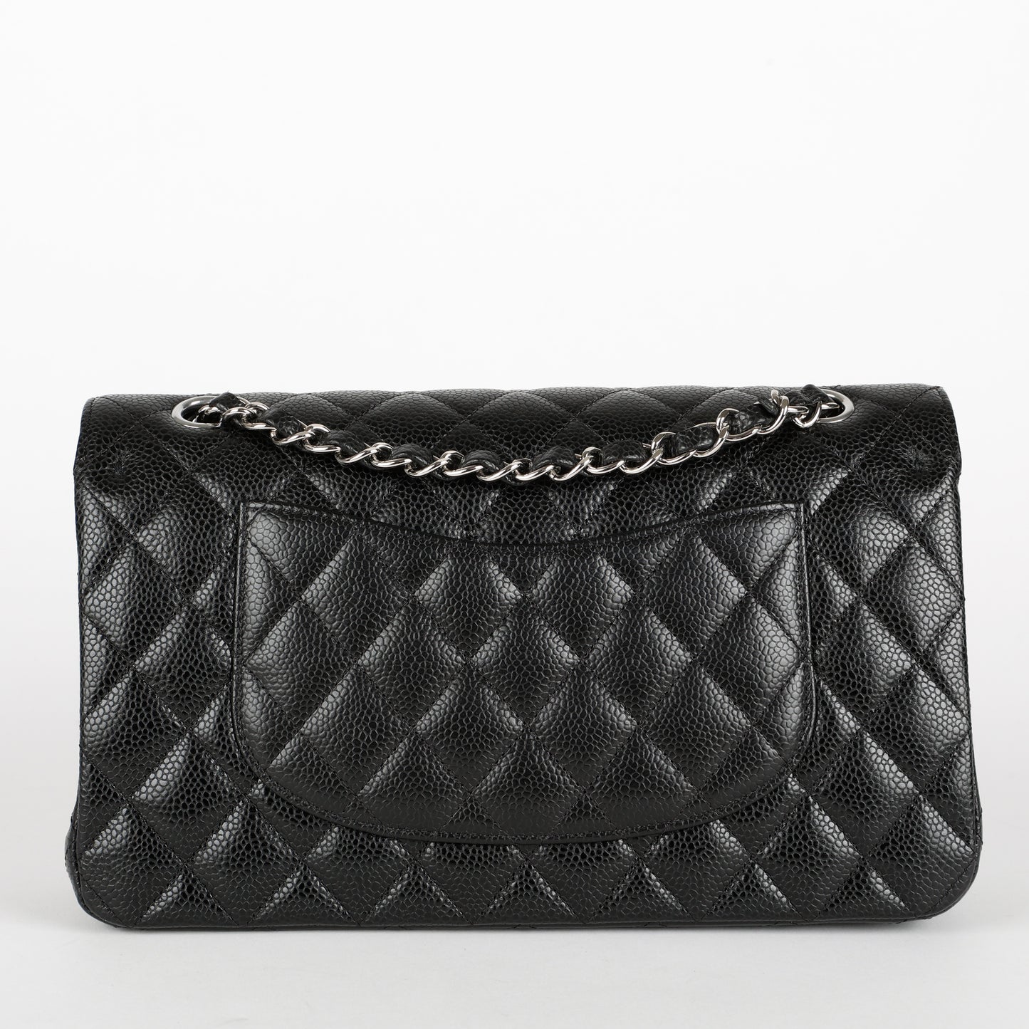 Medium Double Flap, Black Caviar SHW
