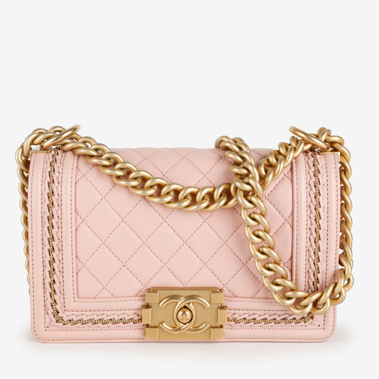 Small Quilted Chain Around Boy Bag, Rose Sakura