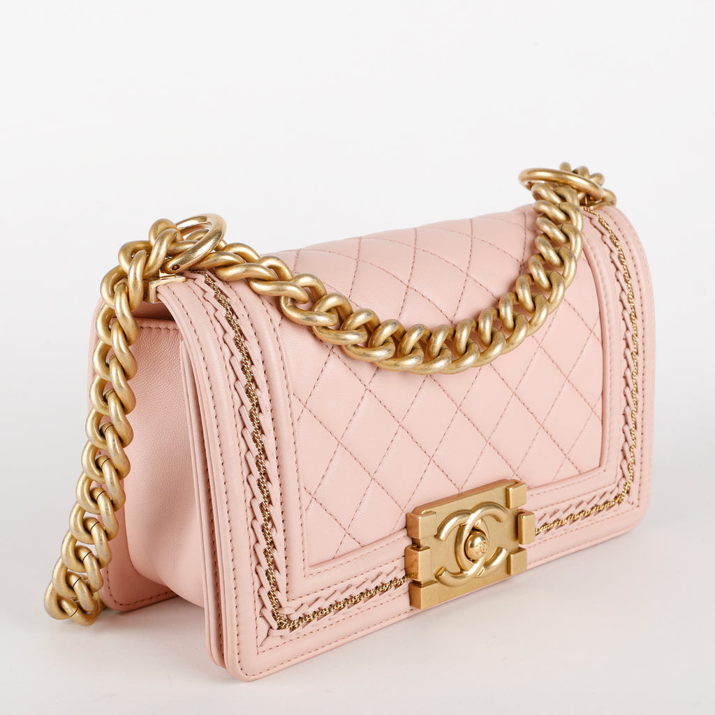 Small Quilted Chain Around Boy Bag, Rose Sakura
