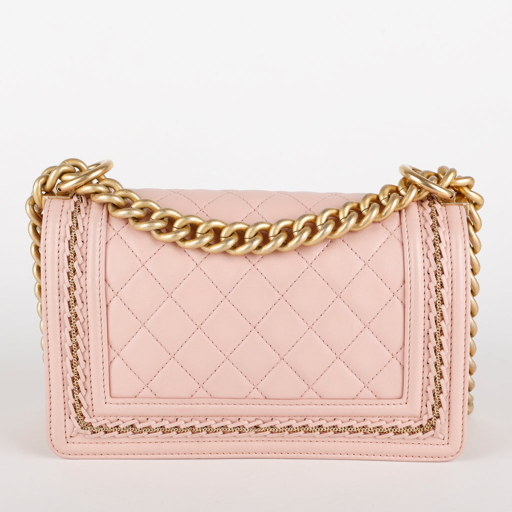 Small Quilted Chain Around Boy Bag, Rose Sakura