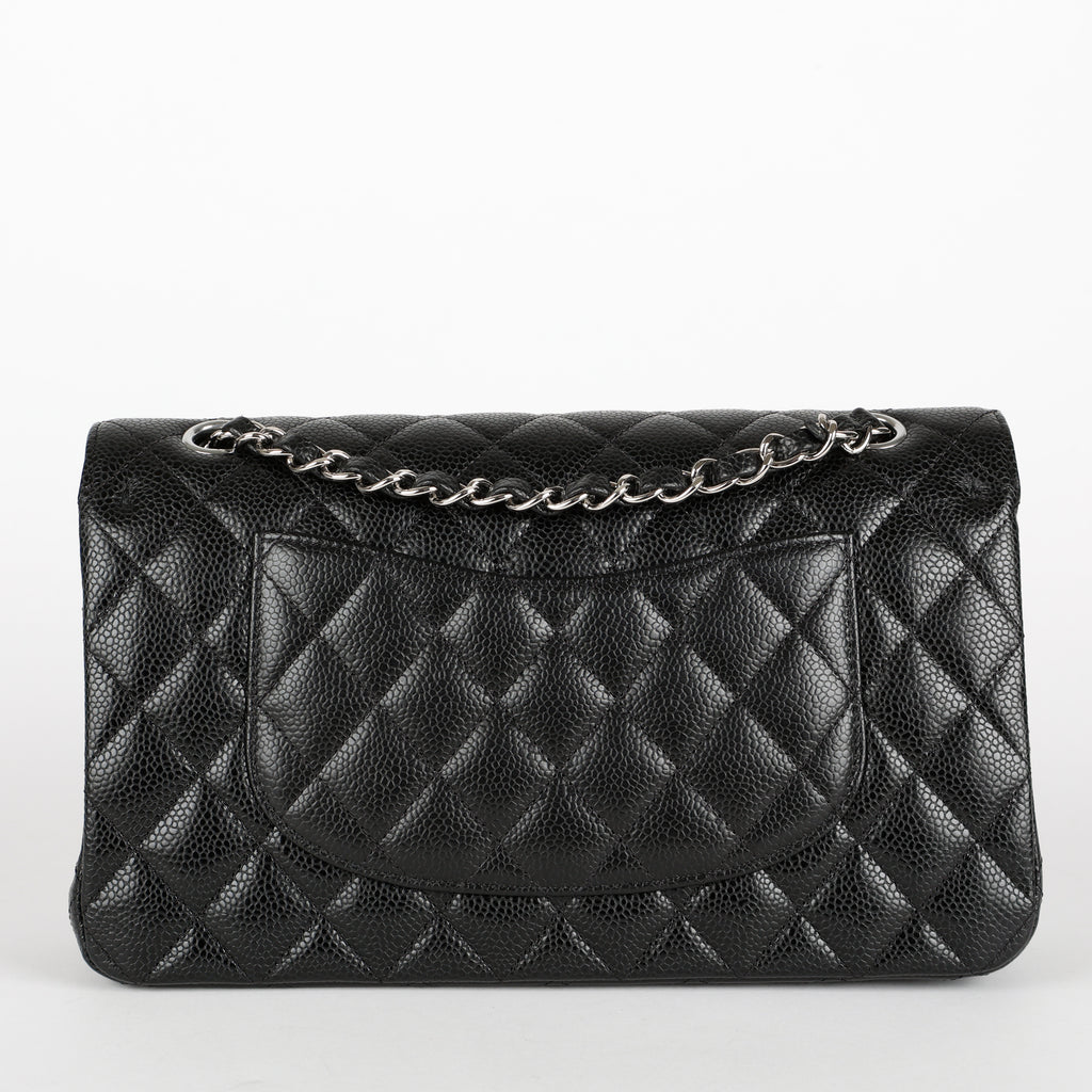 Medium Double Flap, Black Caviar SHW
