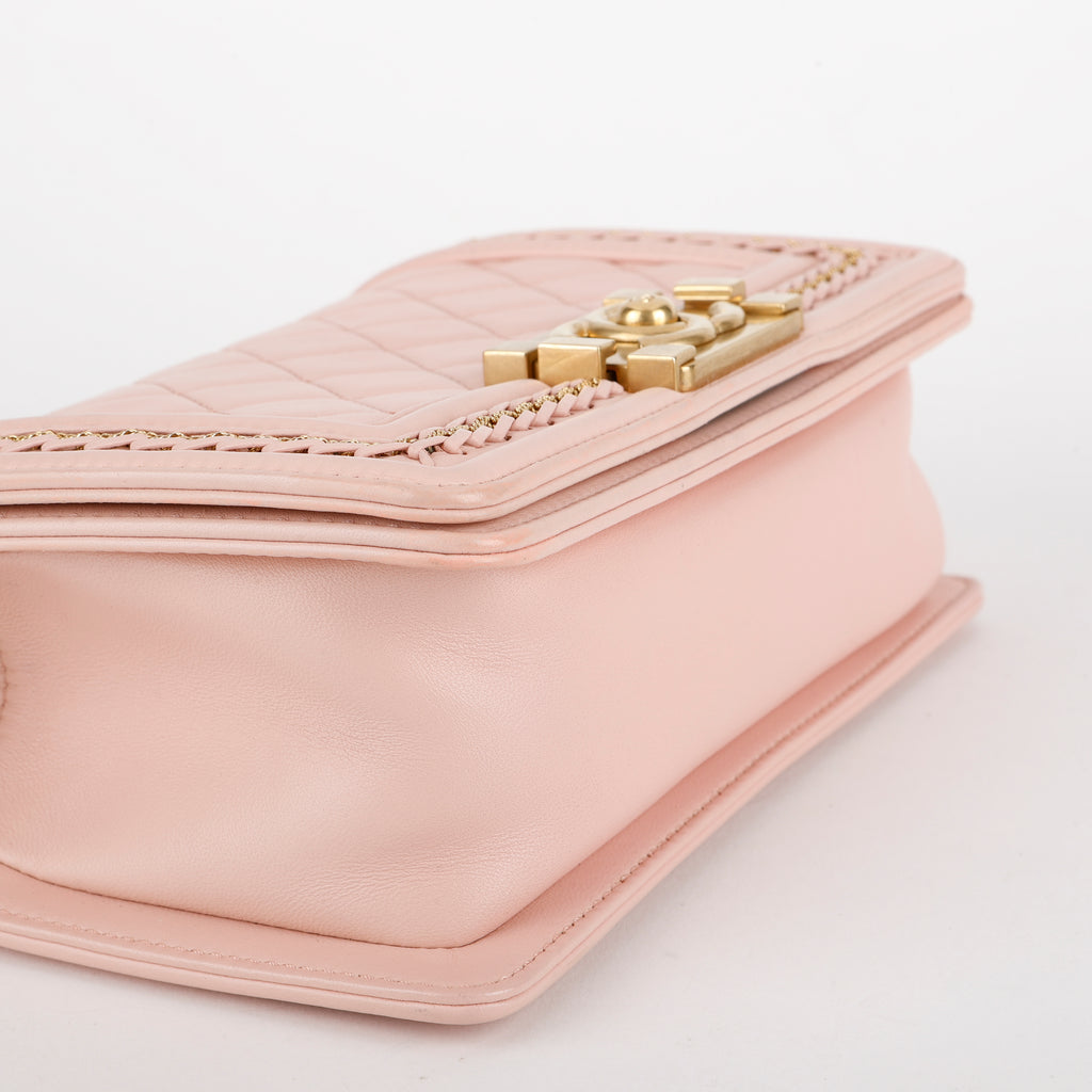 Small Quilted Chain Around Boy Bag, Rose Sakura
