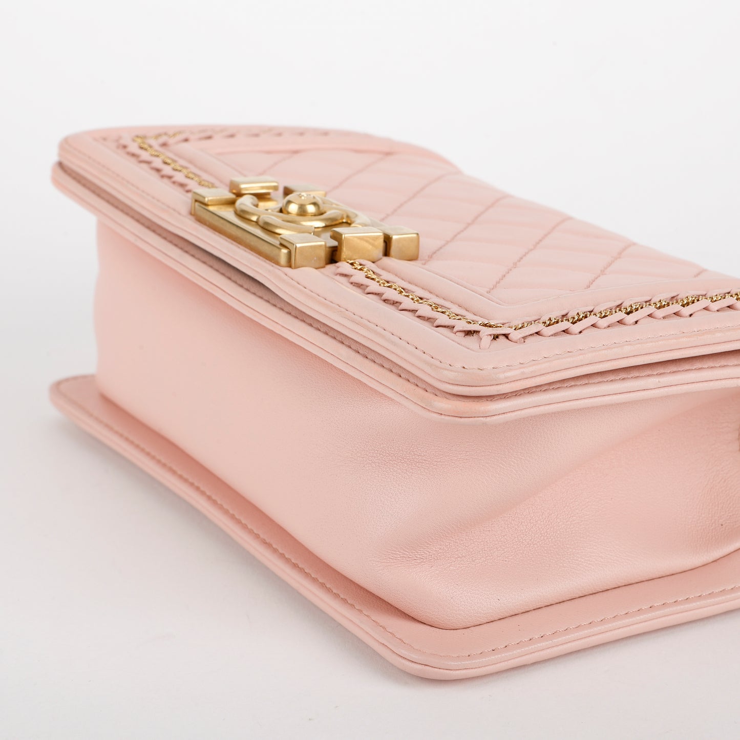 Small Quilted Chain Around Boy Bag, Rose Sakura