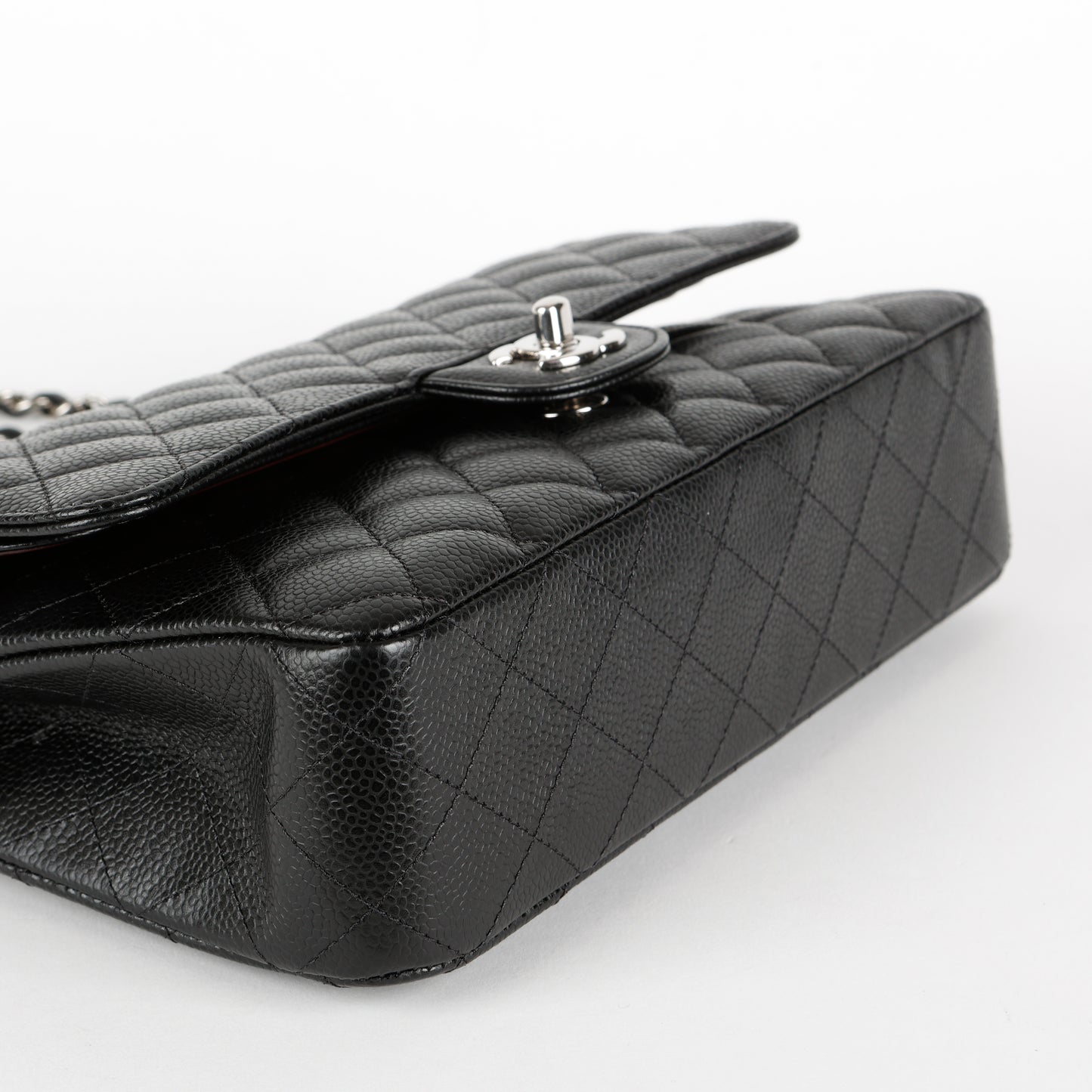 Medium Double Flap, Black Caviar SHW