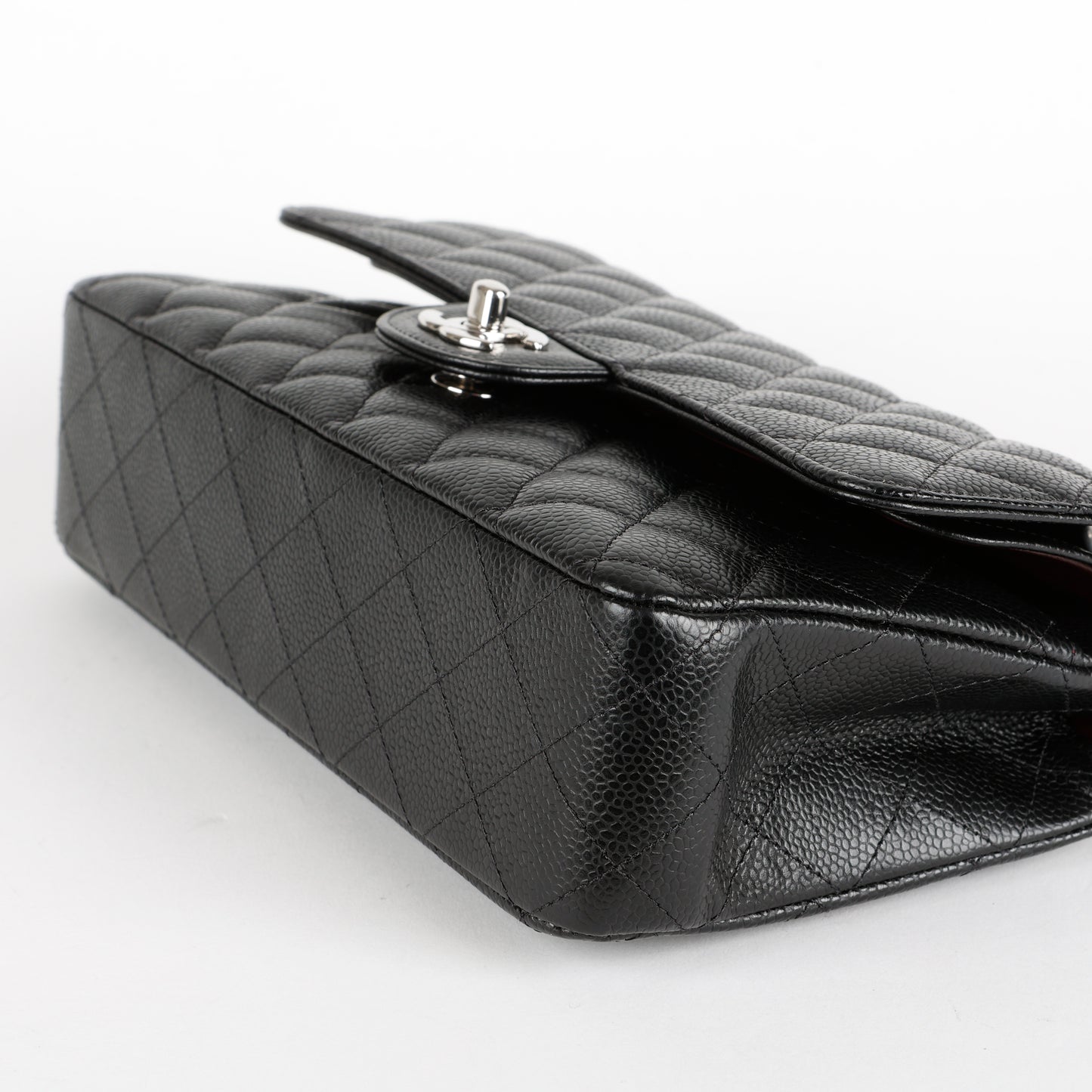 Medium Double Flap, Black Caviar SHW