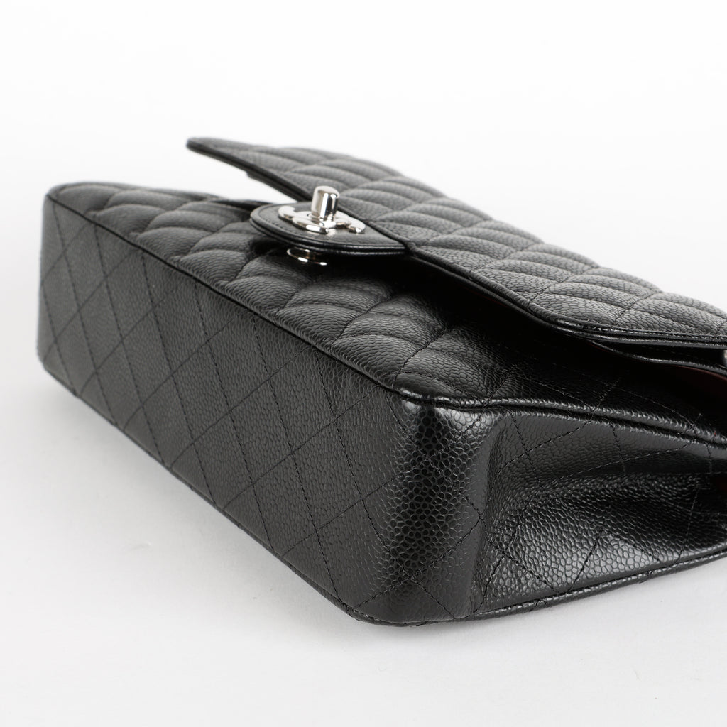 Medium Double Flap, Black Caviar SHW