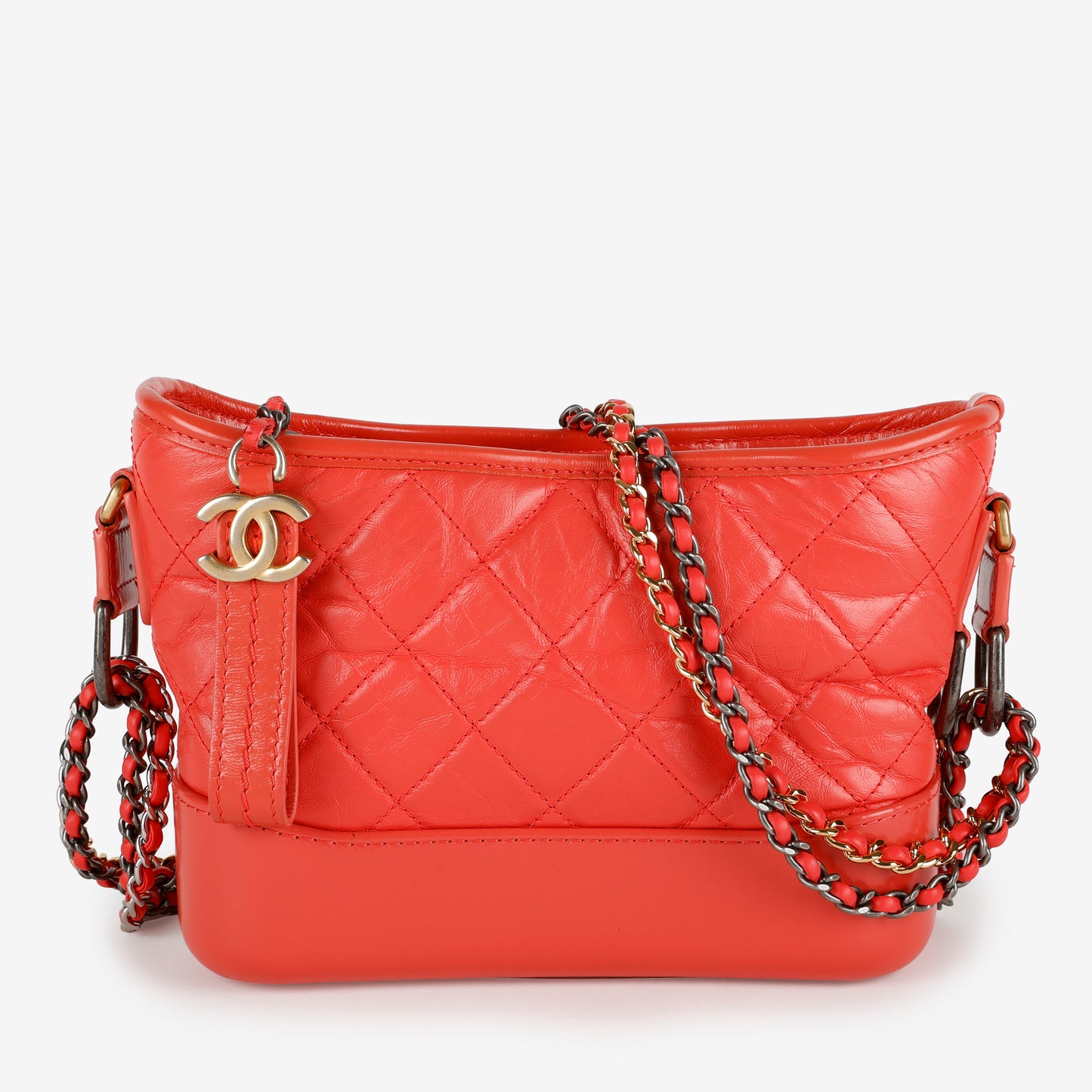 Small Gabrielle Hobo, Coral Aged Calfskin