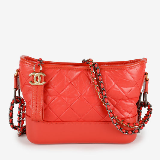 Small Gabrielle Hobo, Coral Aged Calfskin
