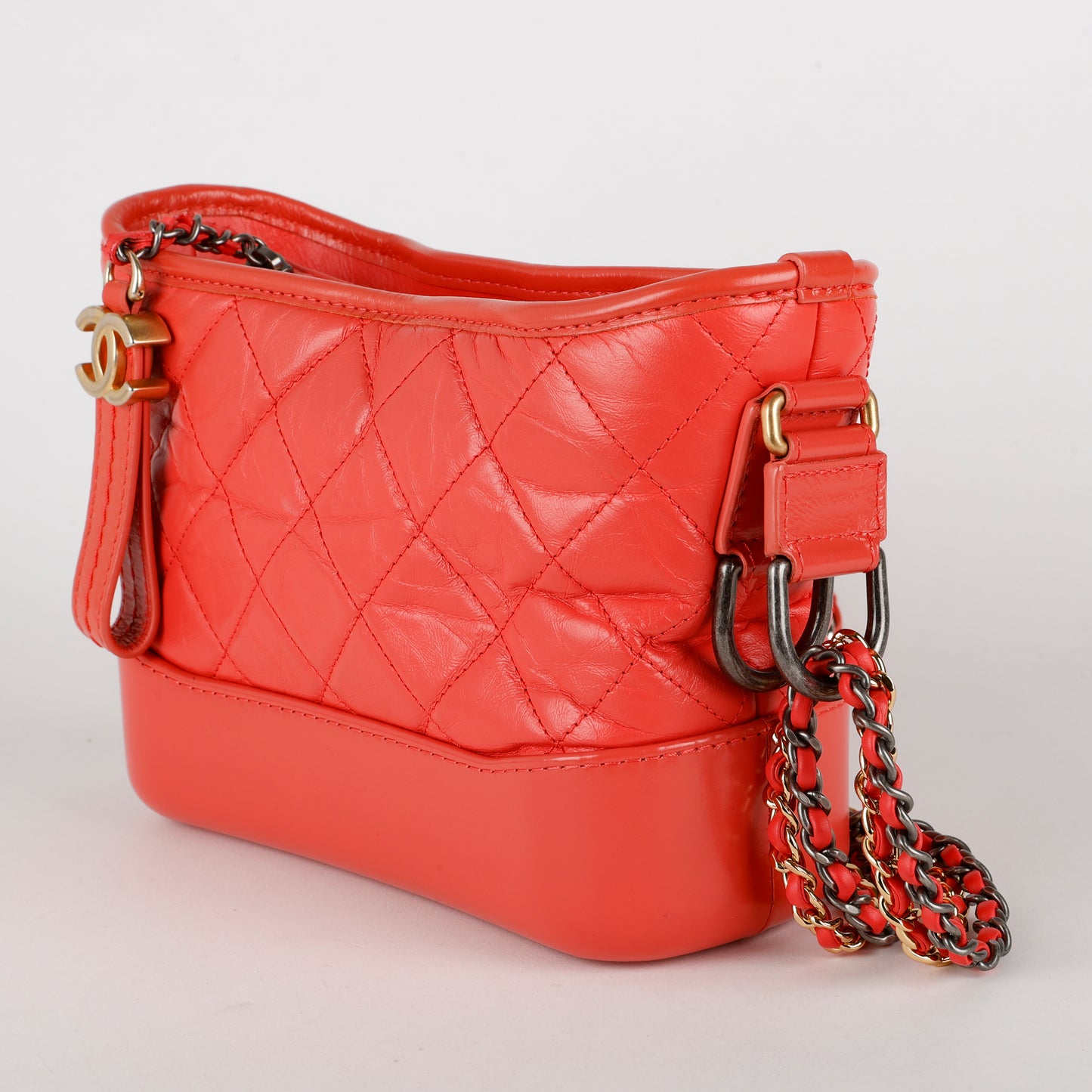 Small Gabrielle Hobo, Coral Aged Calfskin