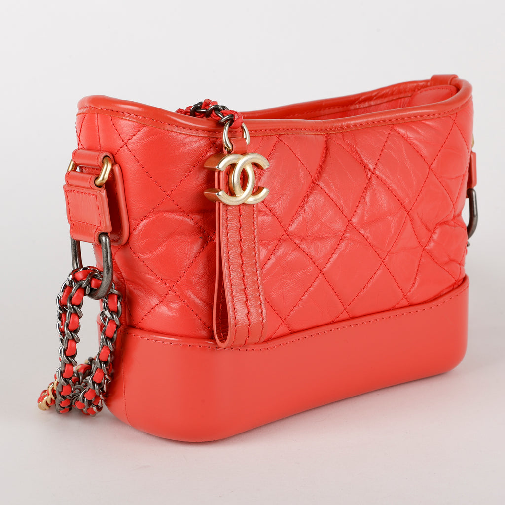 Small Gabrielle Hobo, Coral Aged Calfskin