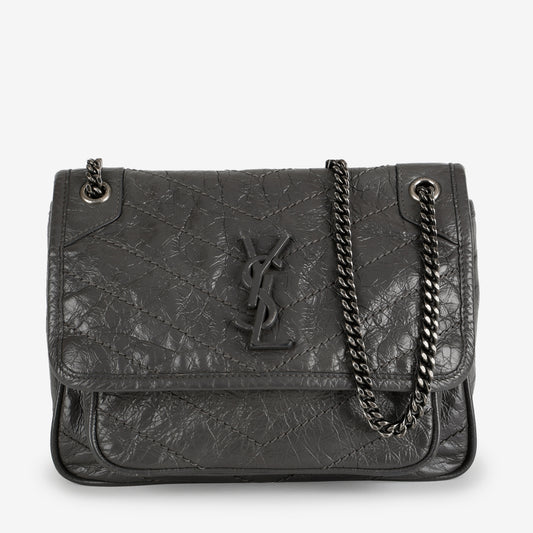Baby Niki Crinkled Calfskin, Storm Grey