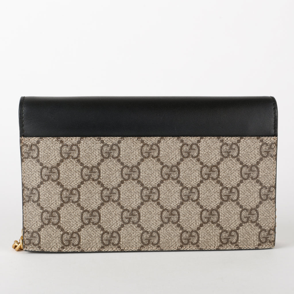 GG Pearl Wallet On Chain, Black/Canvas