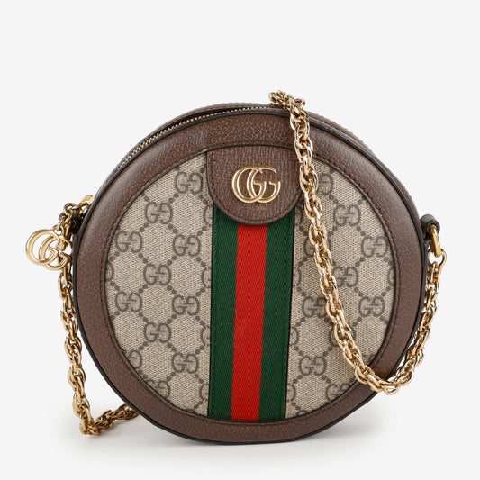Mini Ophidia Round Shoulder Bag, Canvas