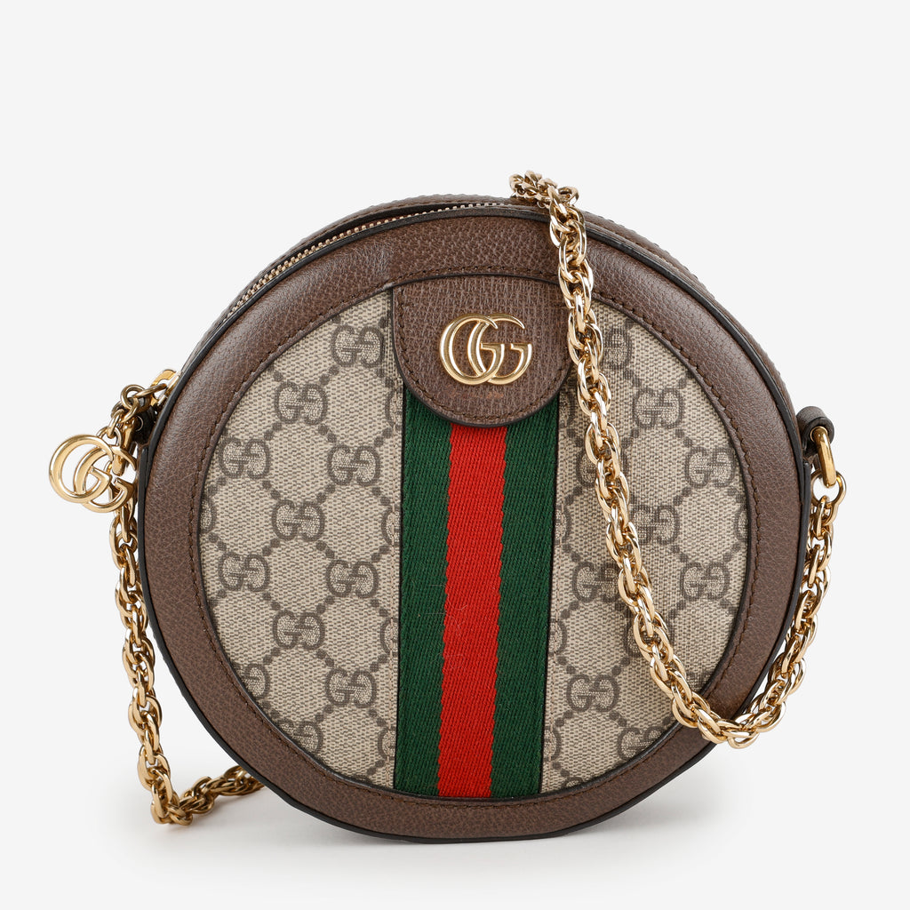 Mini Ophidia Round Shoulder Bag, Canvas