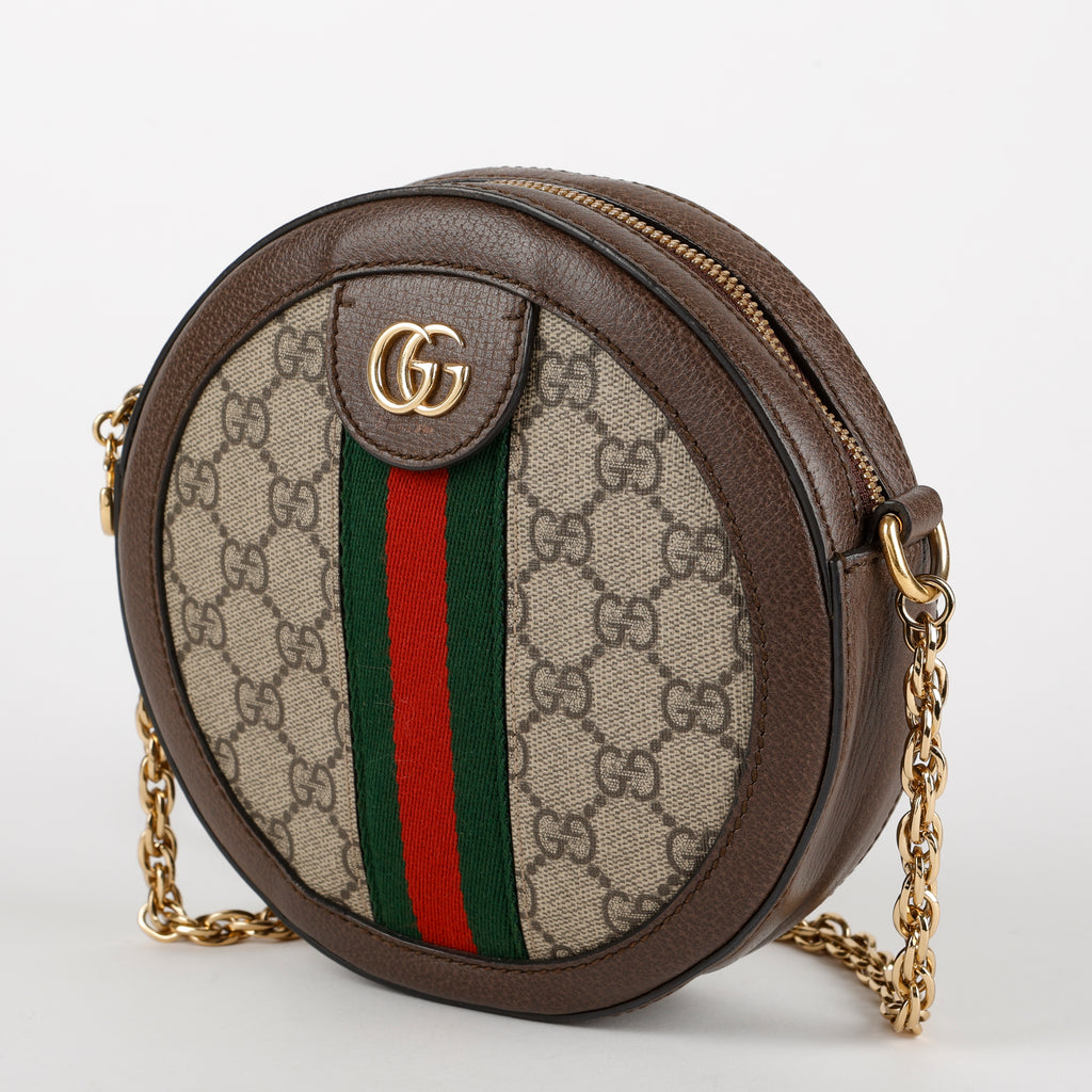 Mini Ophidia Round Shoulder Bag, Canvas