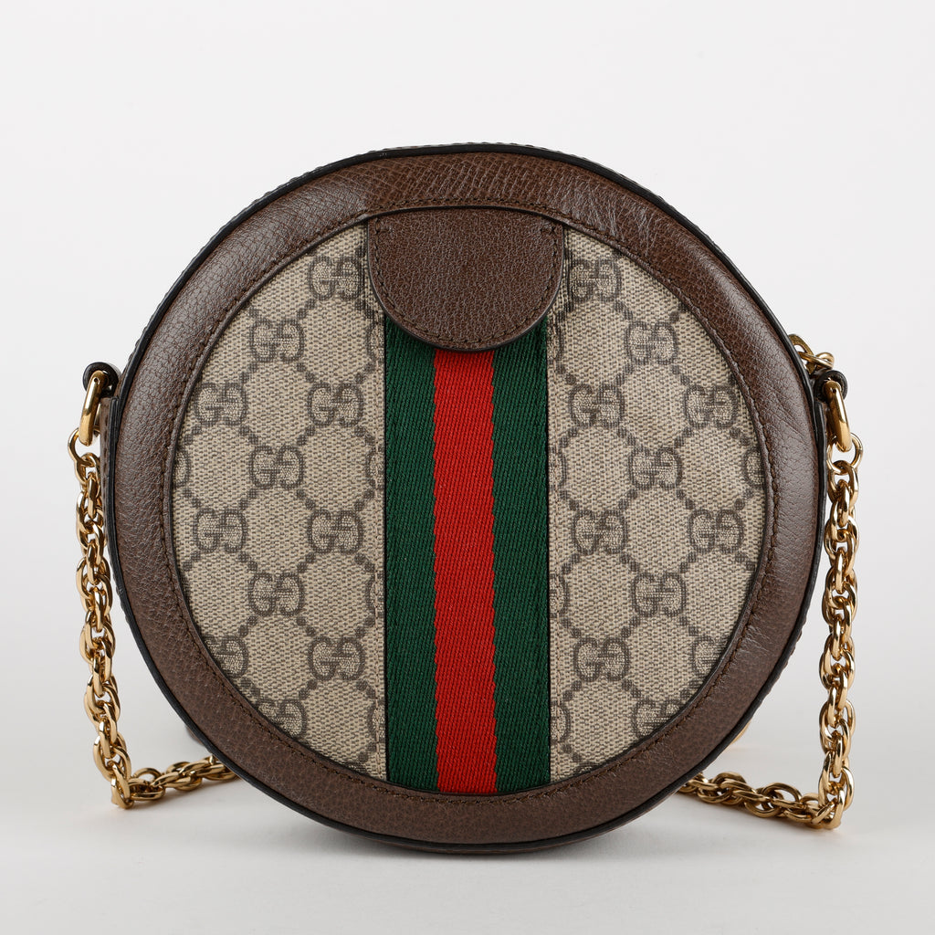 Mini Ophidia Round Shoulder Bag, Canvas
