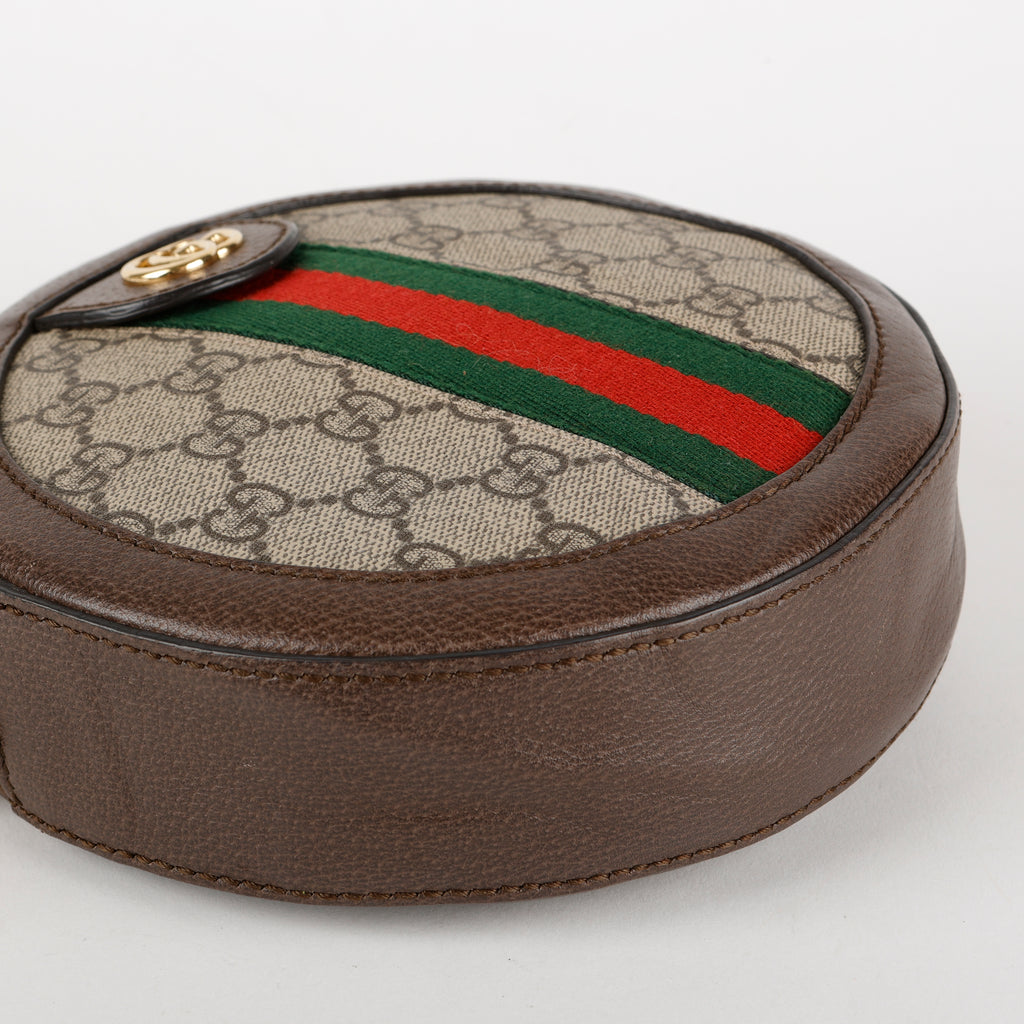Mini Ophidia Round Shoulder Bag, Canvas