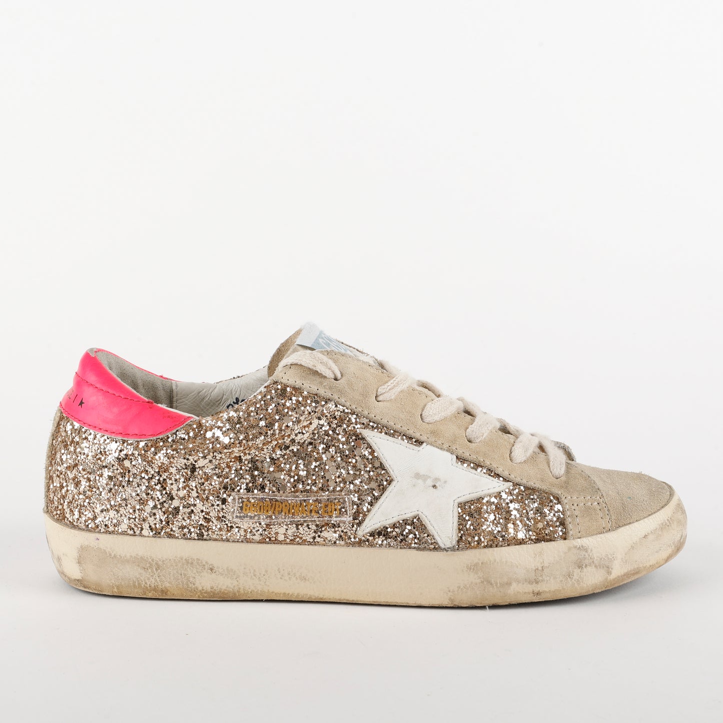 Superstar Glitter Low-Top Sneakers, Gold/Pink