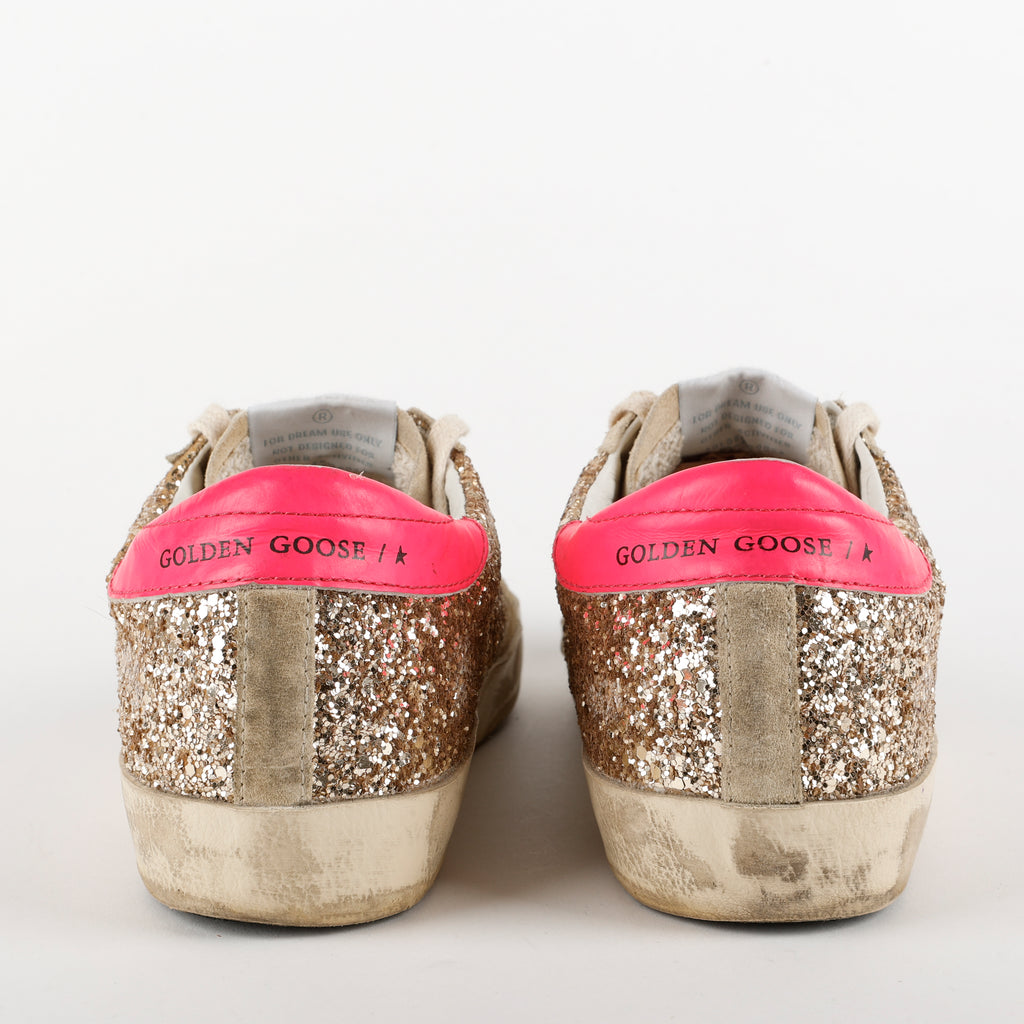 Superstar Glitter Low-Top Sneakers, Gold/Pink