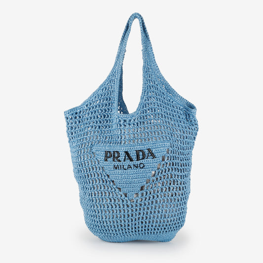 Hobo Raffia Crochet Tote, Blue