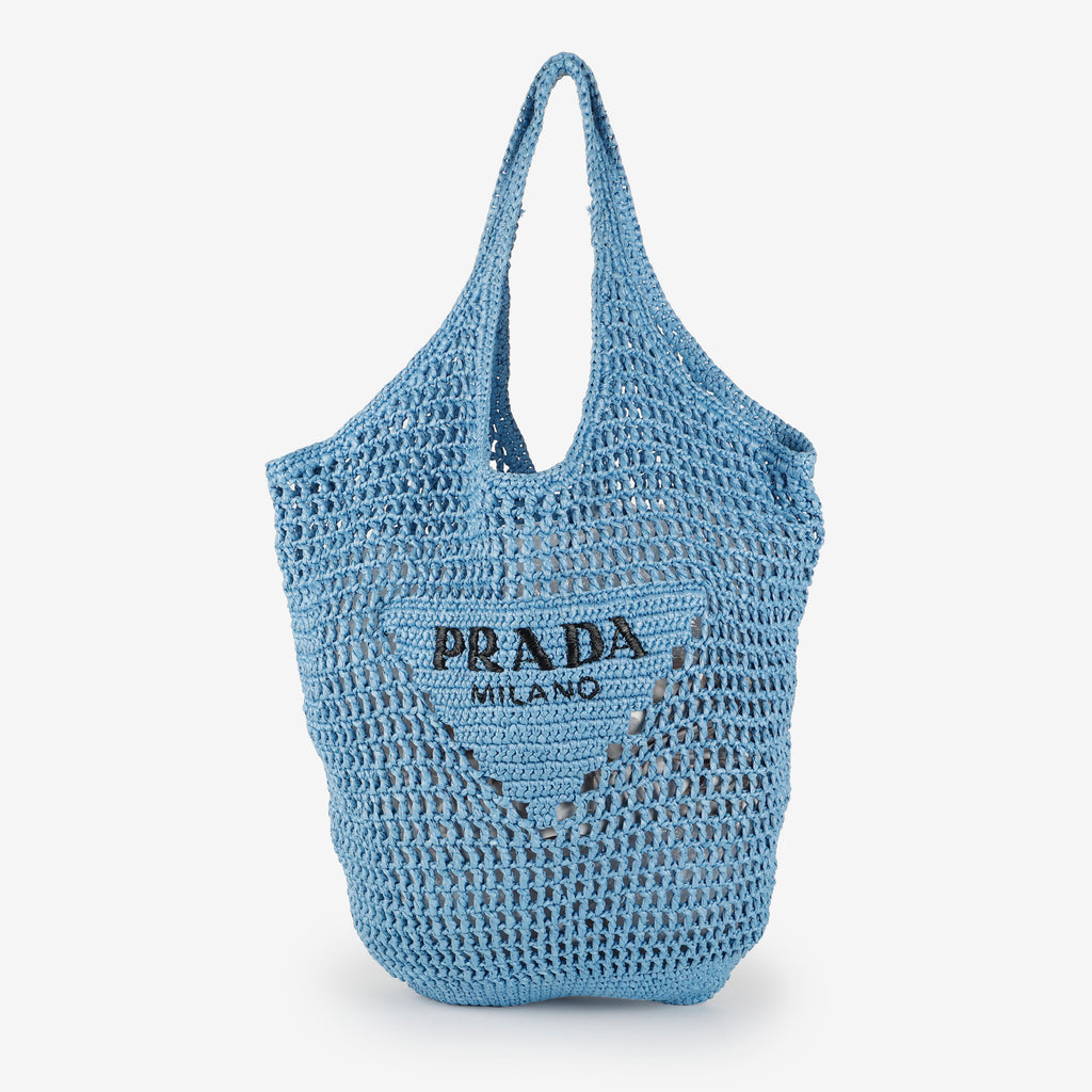 Hobo Raffia Crochet Tote, Blue