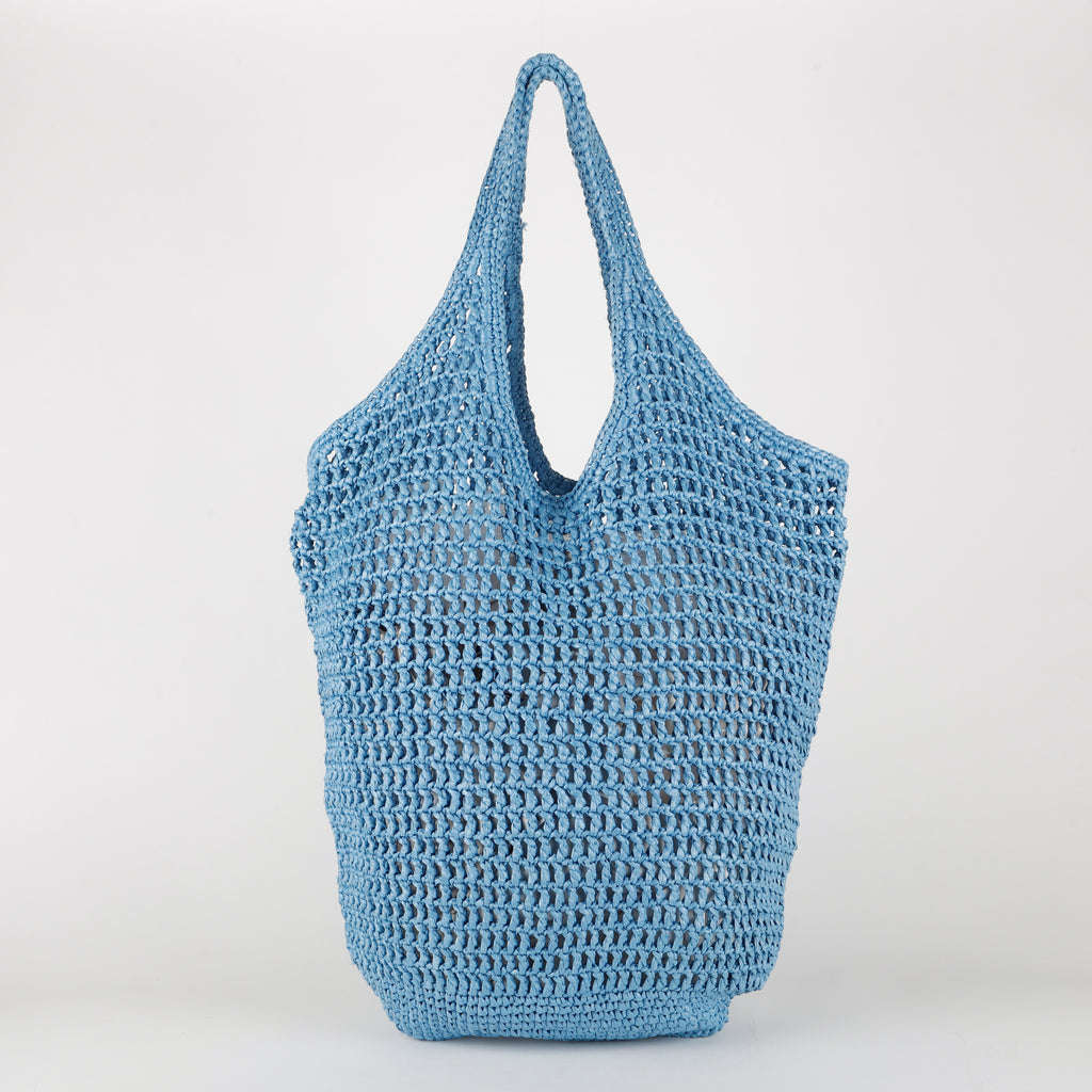 Hobo Raffia Crochet Tote, Blue