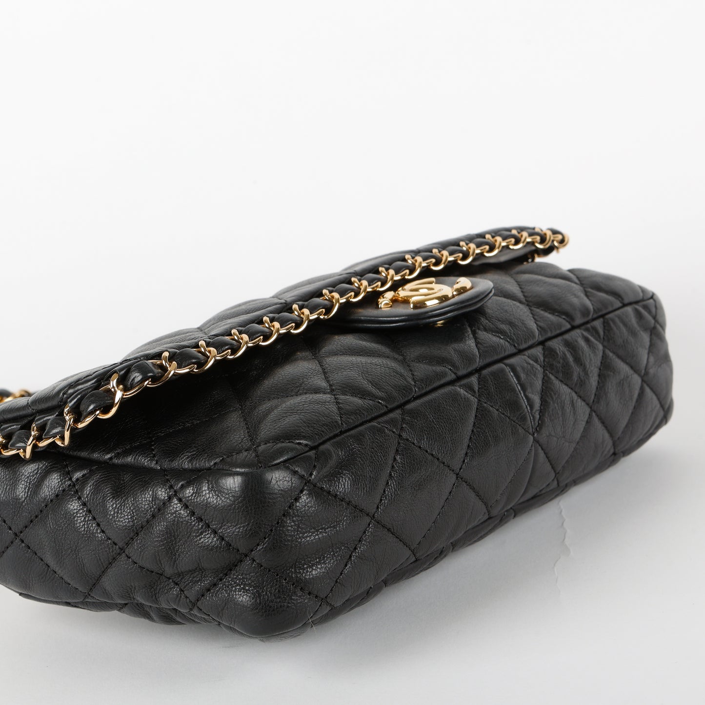 Medium Chain Me Flap Bag, Black Lamsbkin