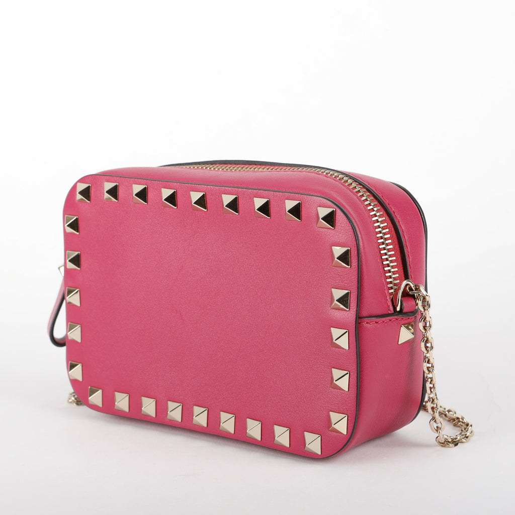 Mini Colorblock Rockstud Camera Bag, Fuchsia