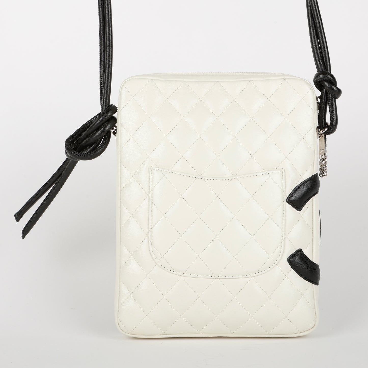 Small Cambon Crossbody Bag, White & Black Lambskin