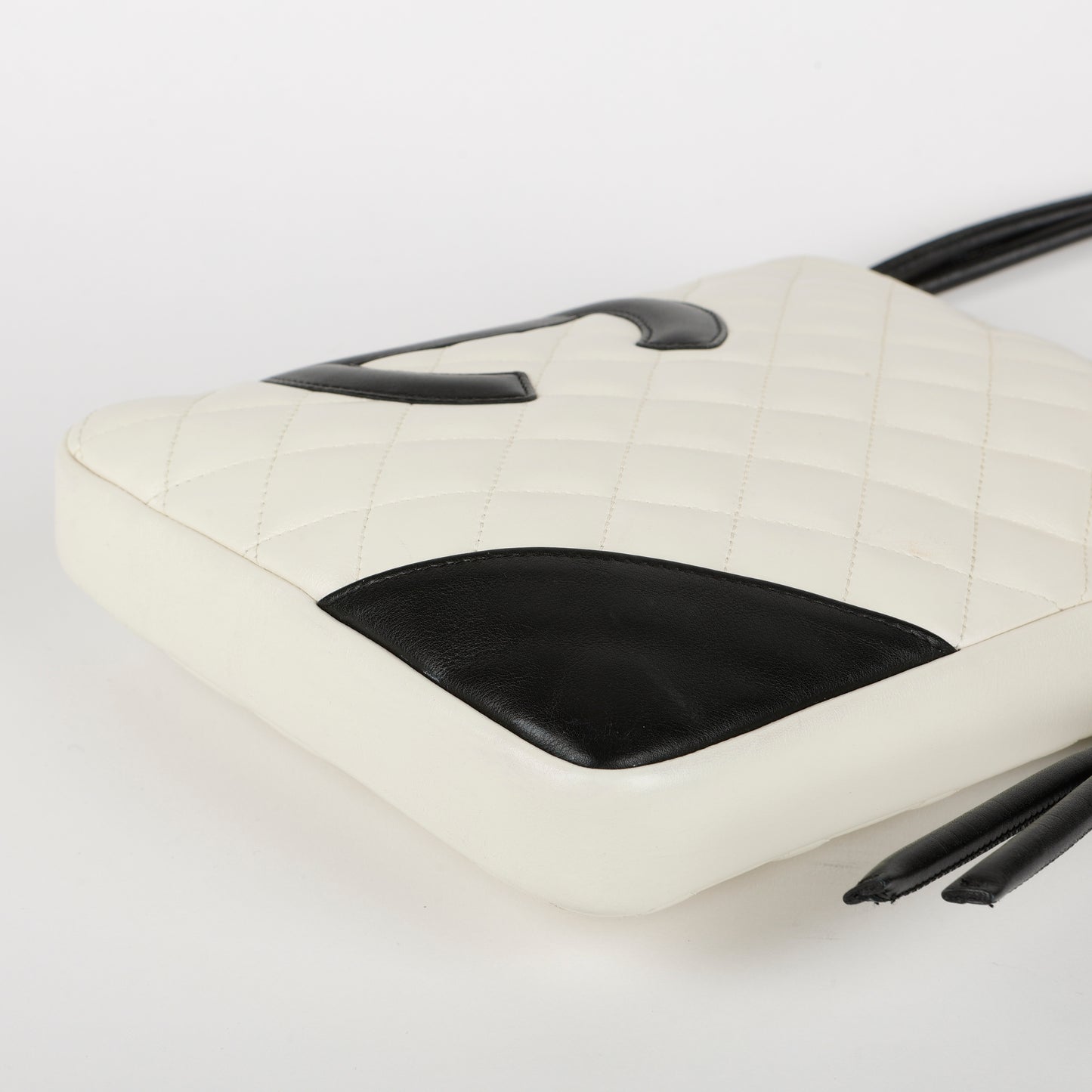 Small Cambon Crossbody Bag, White & Black Lambskin