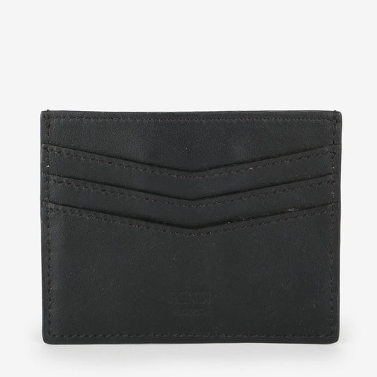 Slim Card Holder, Black Calfskin/Croc Embossed #1