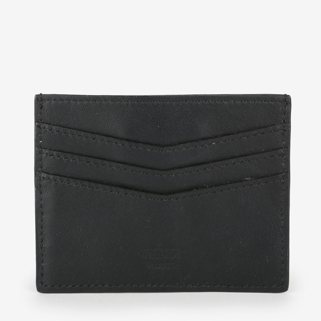 Slim Card Holder, Black Calfskin/Croc Embossed #1