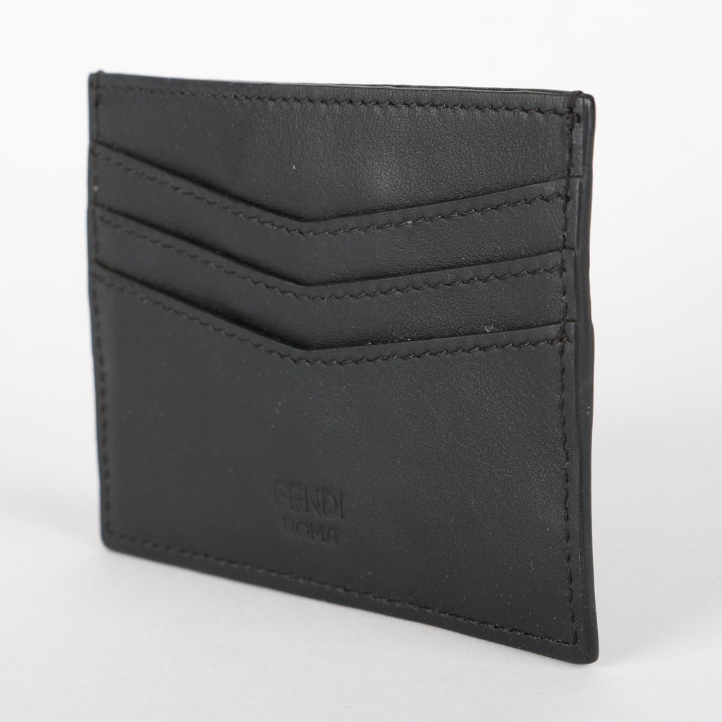 Slim Card Holder, Black Calfskin/Croc Embossed #1