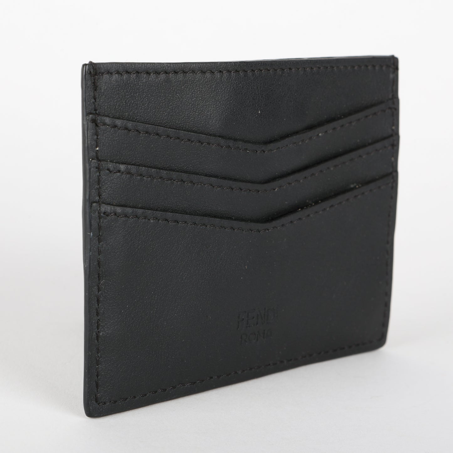 Slim Card Holder, Black Calfskin/Croc Embossed #1