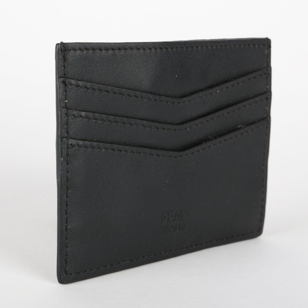 Slim Card Holder, Black Calfskin/Croc Embossed #1